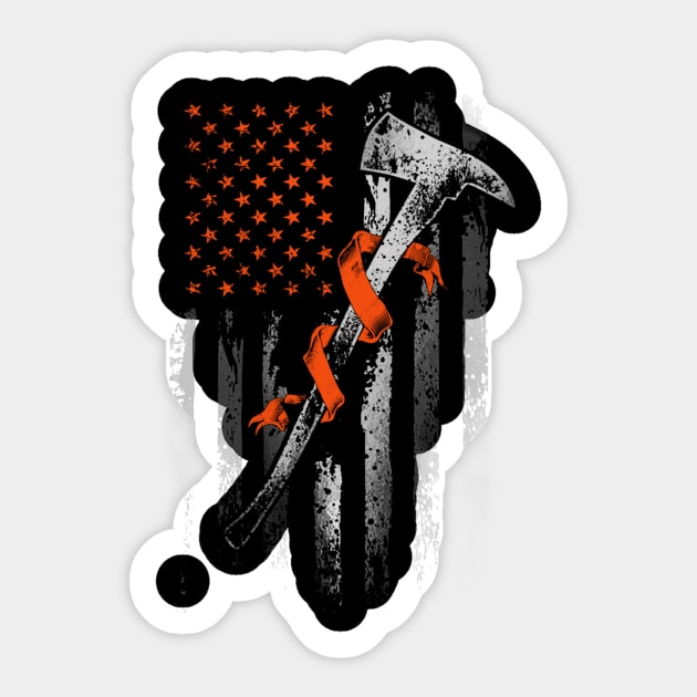 Flag American Firefighter Hunger Awareness Orange Ribbon Warrior Sticker by celsaclaudio506